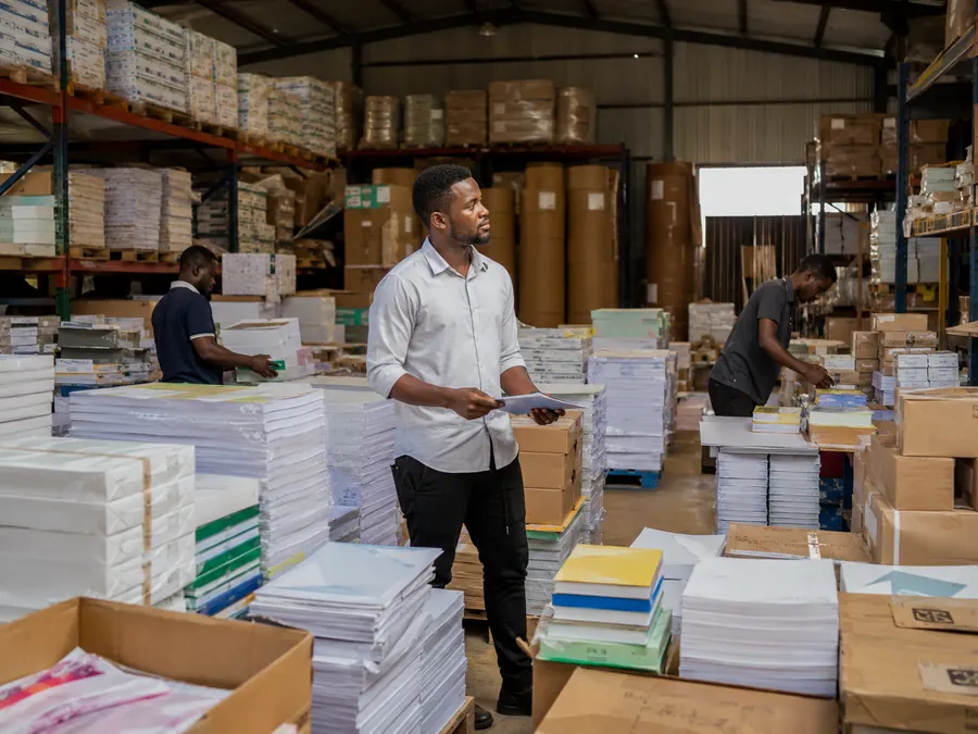 Warehouse filled with paper and board materials