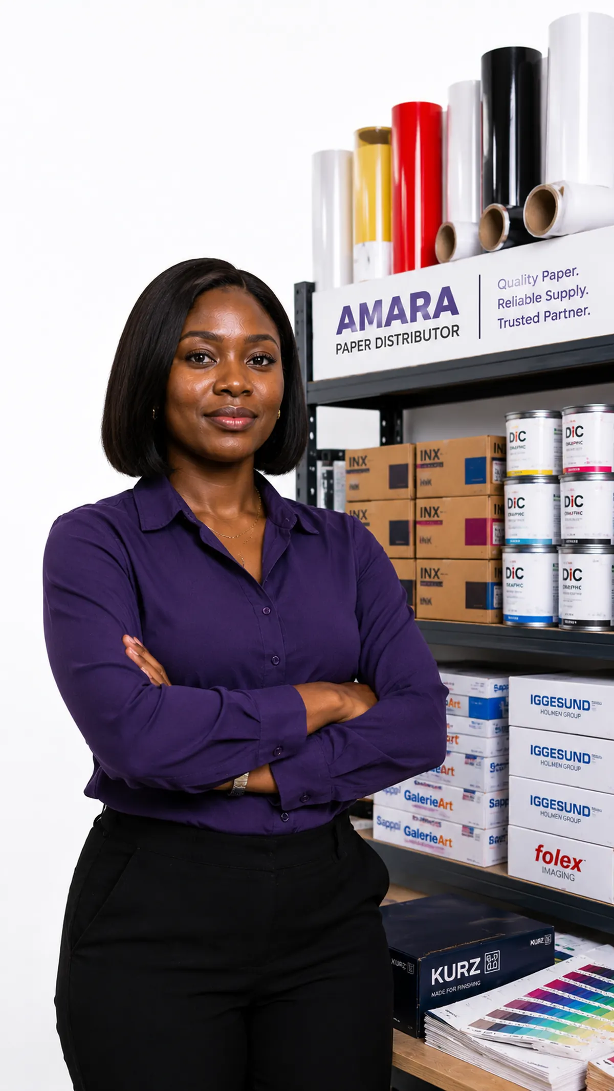 Supplier standing in a materials store