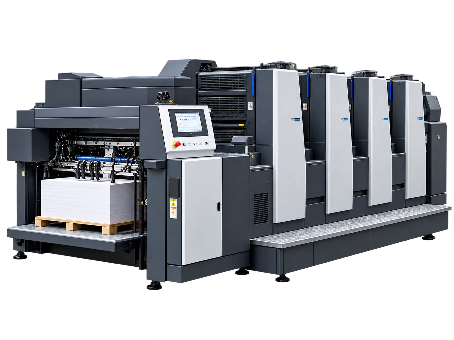 Large industrial offset printing press