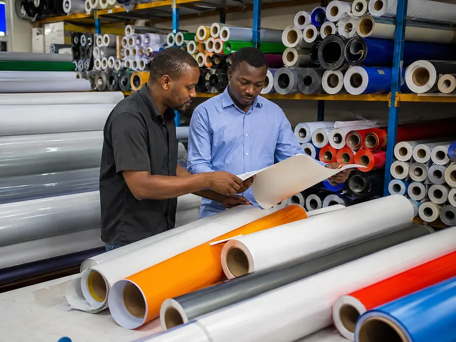 Large-format media supplier with colored rolls
