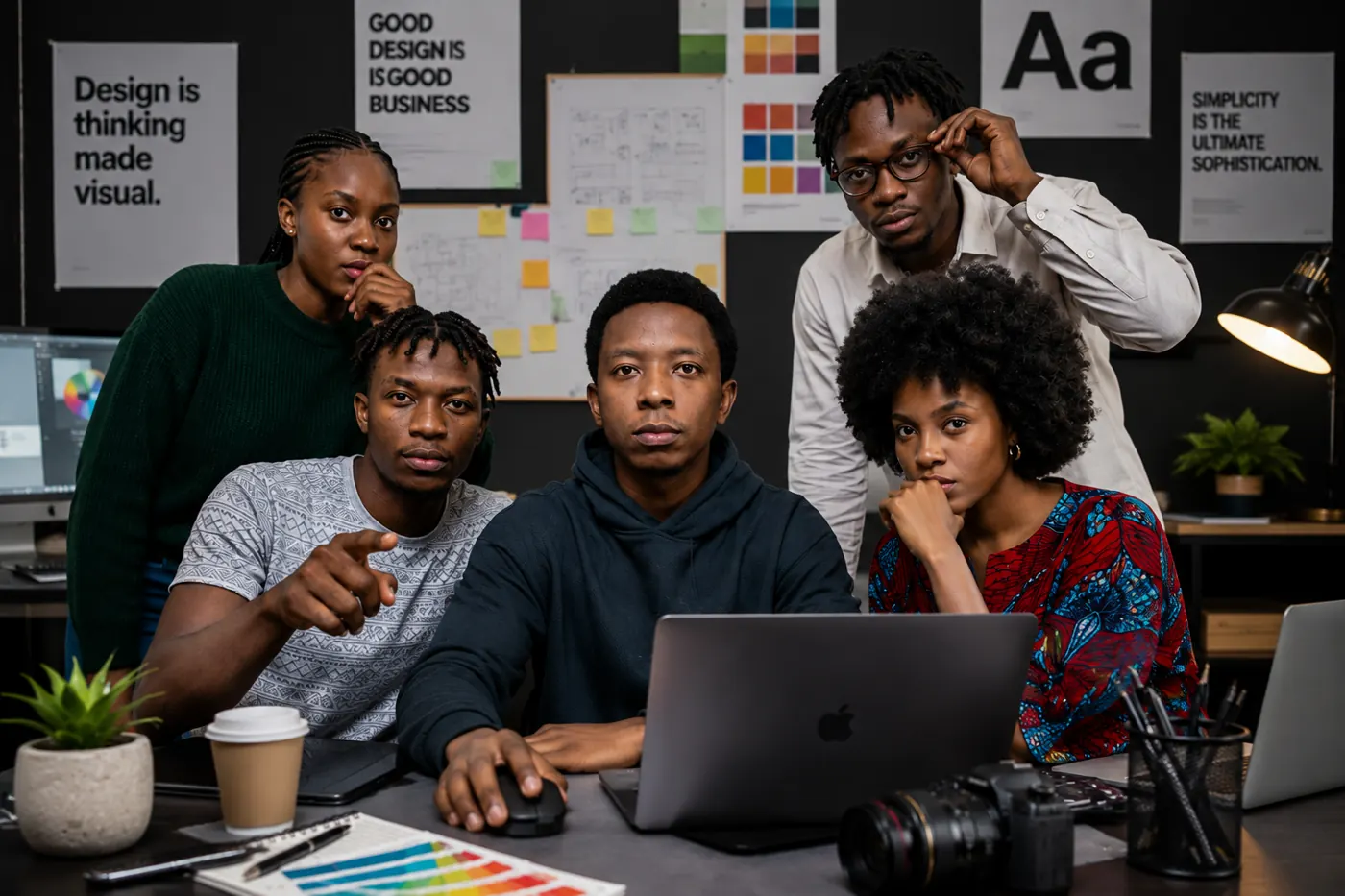 The Creators — Accra · Brand system in studio, packaging review